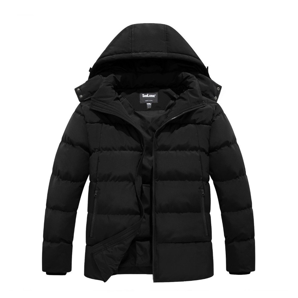 Soularge Men's Plus Size Winter Puffer Jacket Warm Thick Coat with Hood 5XL